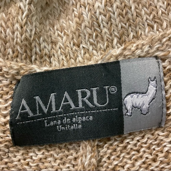 AMARU Sz OS 100% Alpaca Poncho  w/ Crochet Appliqués - Picture 3 of 6